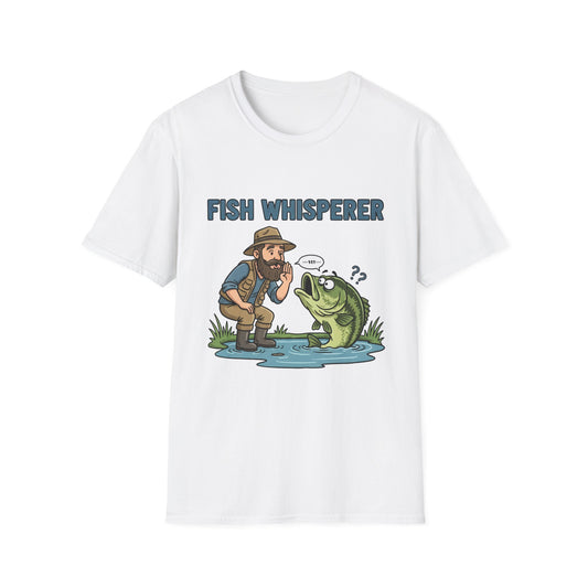 Fish Whisperer Tee funny fishing quote chest graphic front view