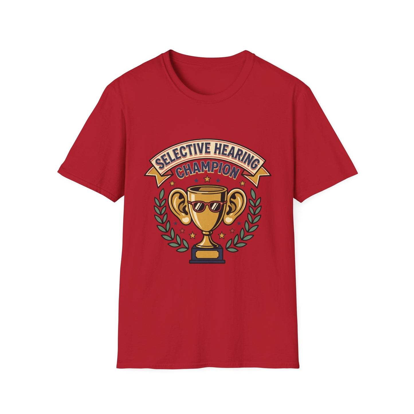 Selective Hearing Champion T-Shirt — Funny Trophy Graphic Tee