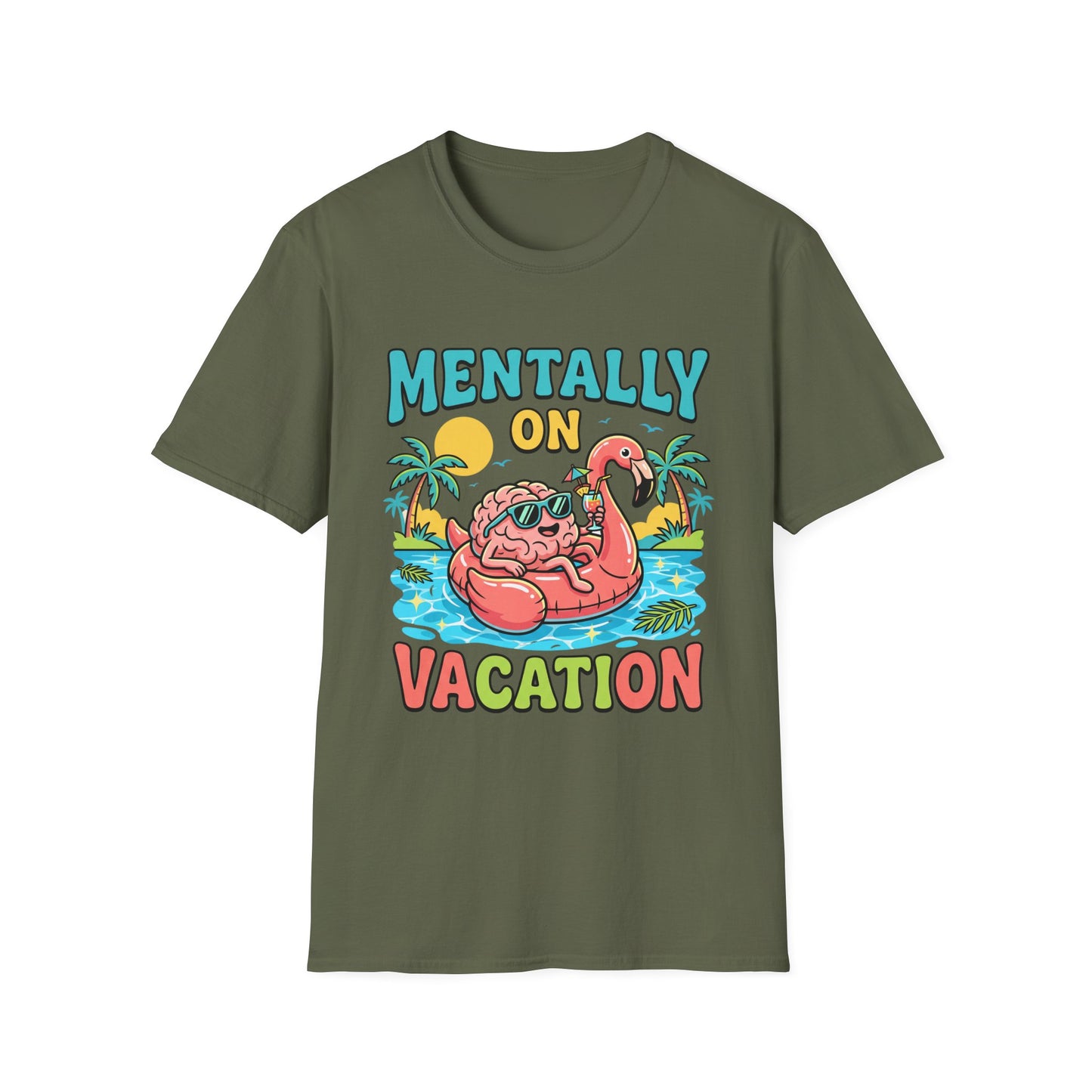 Mentally On Vacation T-Shirt – Funny Flamingo Pool Float Summer Tee