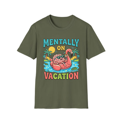 Mentally On Vacation T-Shirt – Funny Flamingo Pool Float Summer Tee