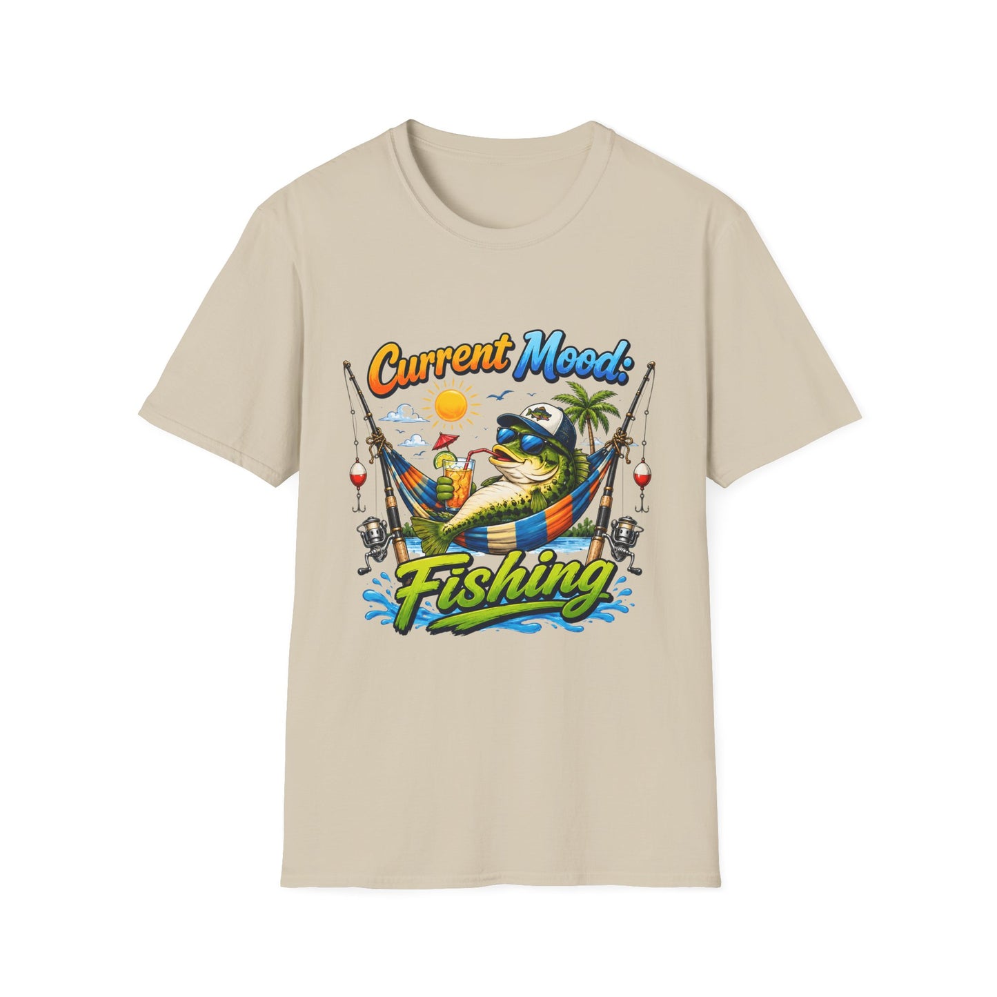 Fishing T-Shirt — "Sorry I Have Plans" Funny Bass Fishing Tee for Anglers bass fishing chest print close-up
