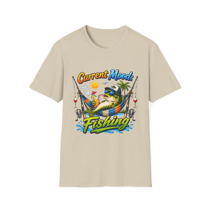 Fishing T-Shirt — "Sorry I Have Plans" Funny Bass Fishing Tee for Anglers bass fishing chest print close-up