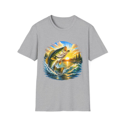 Sunrise Largemouth Tee largemouth bass neckline and shoulder detail