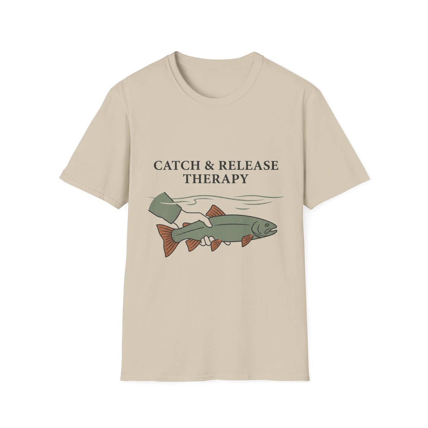 Catch & Release Therapy Tee (V2) catch and release slogan chest print close-up