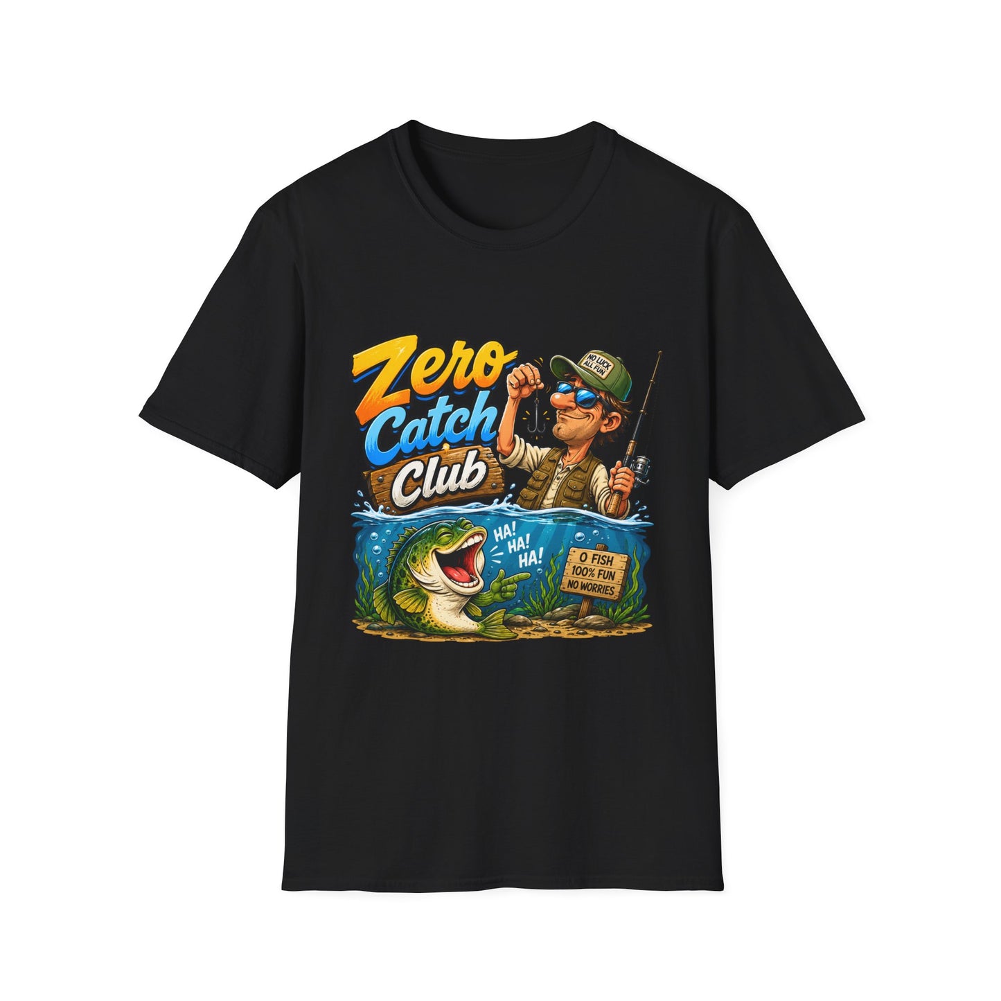 Zero Catch Club Tee funny no fish club graphic back view