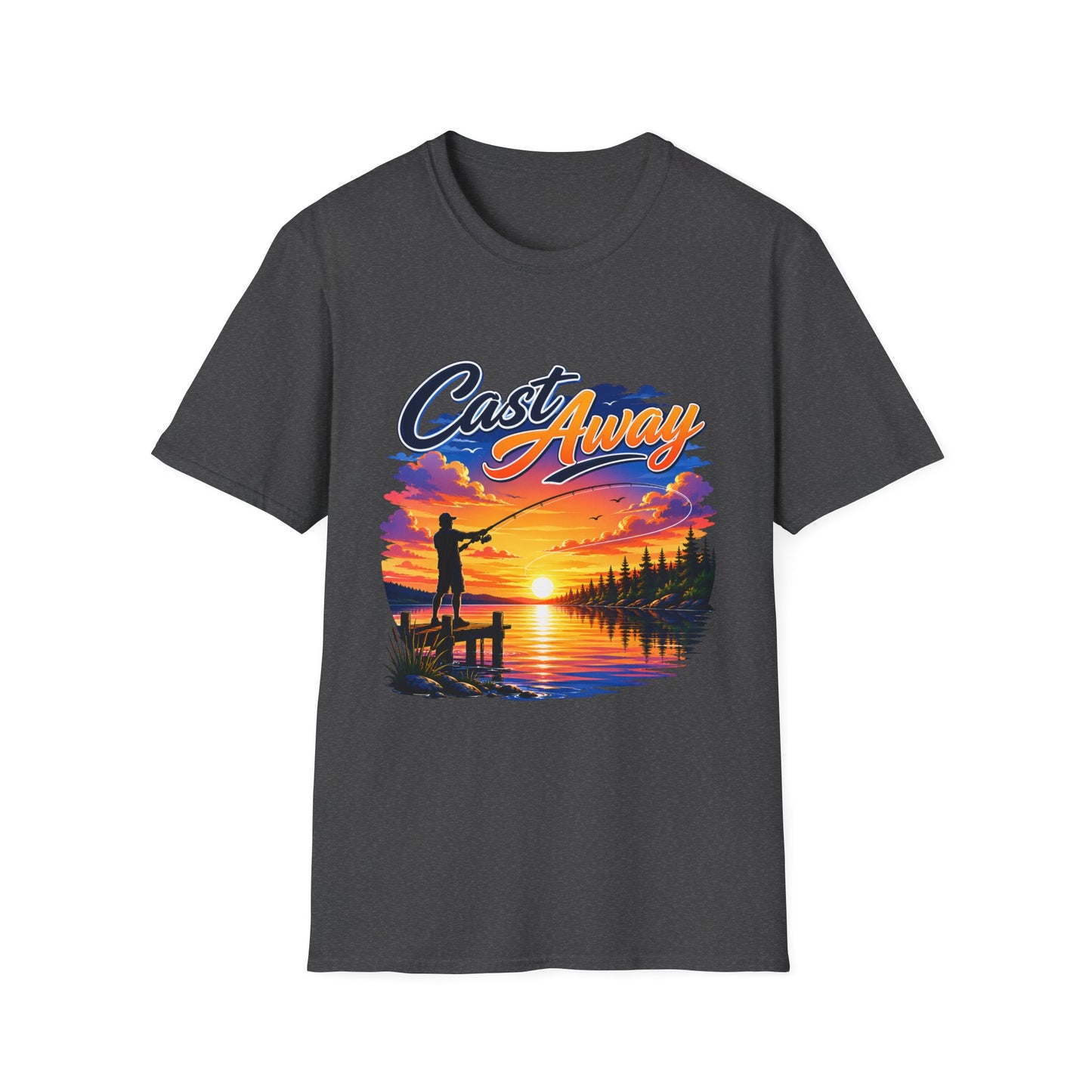 Cast Away fishing t-shirt lifestyle photo worn by angler outdoors