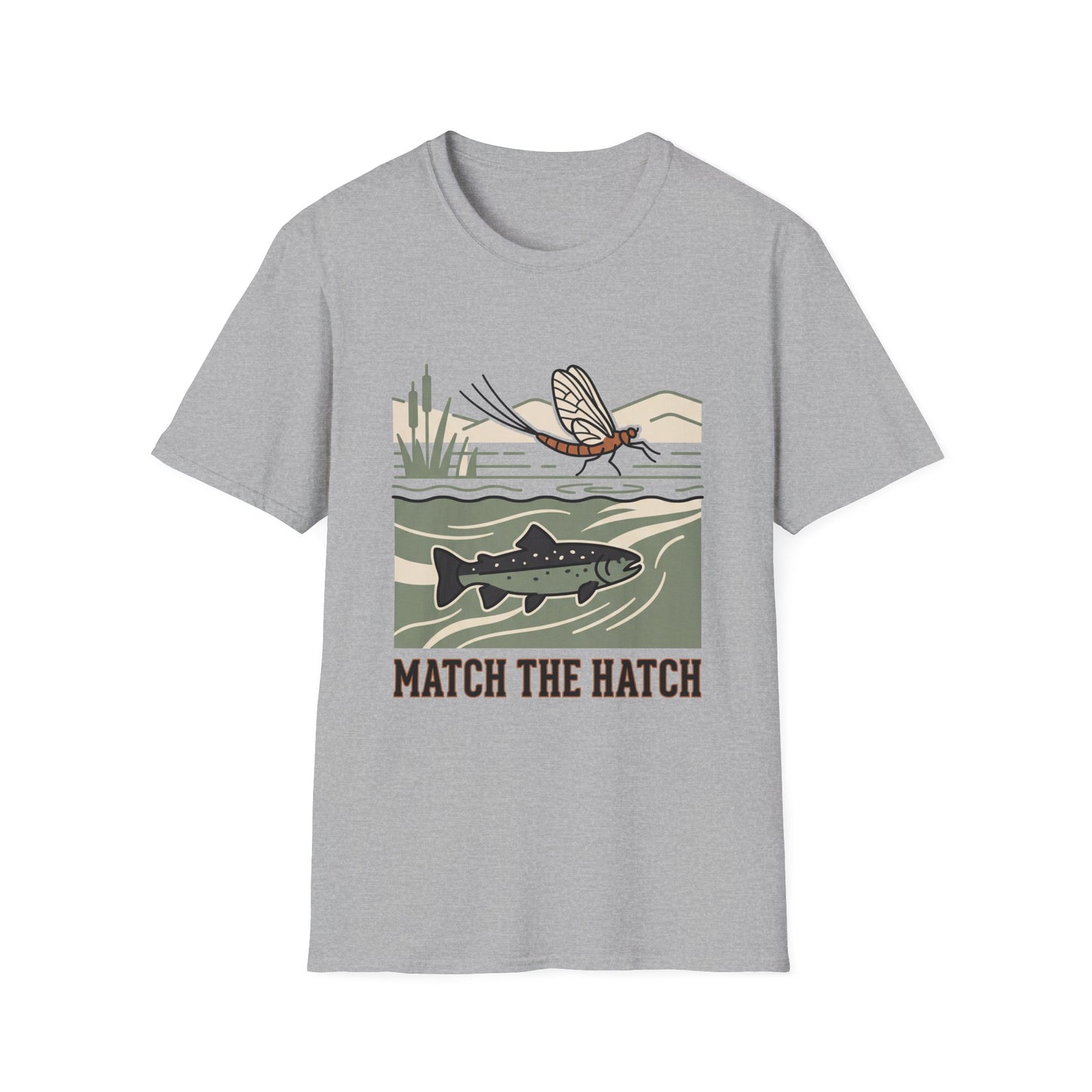 Match the Hatch Tee fly fishing match the hatch graphic t-shirt neckline and shoulder detail