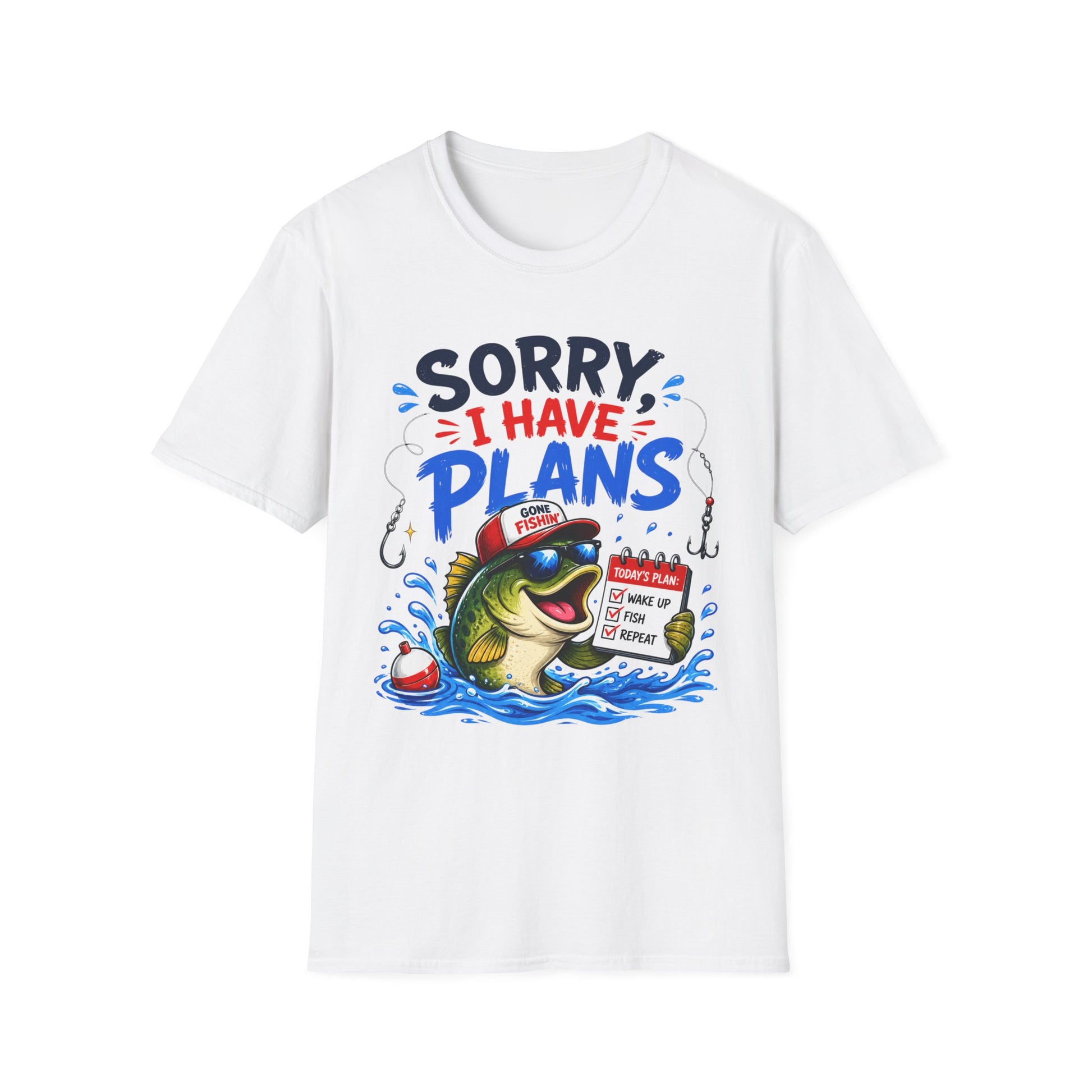 Sorry I Have Plans Tee funny bass fishing chest print front view
