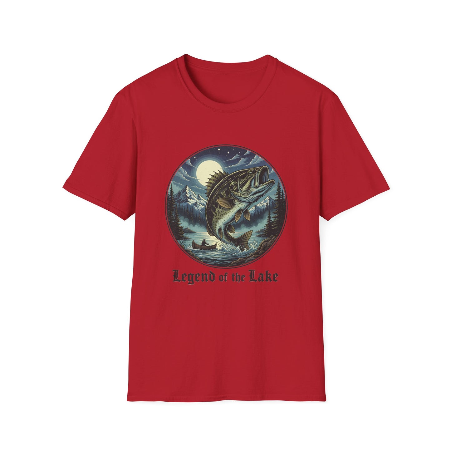 Legend of the Lake Tee vintage lake fishing graphic t-shirt folded shirt and packaging