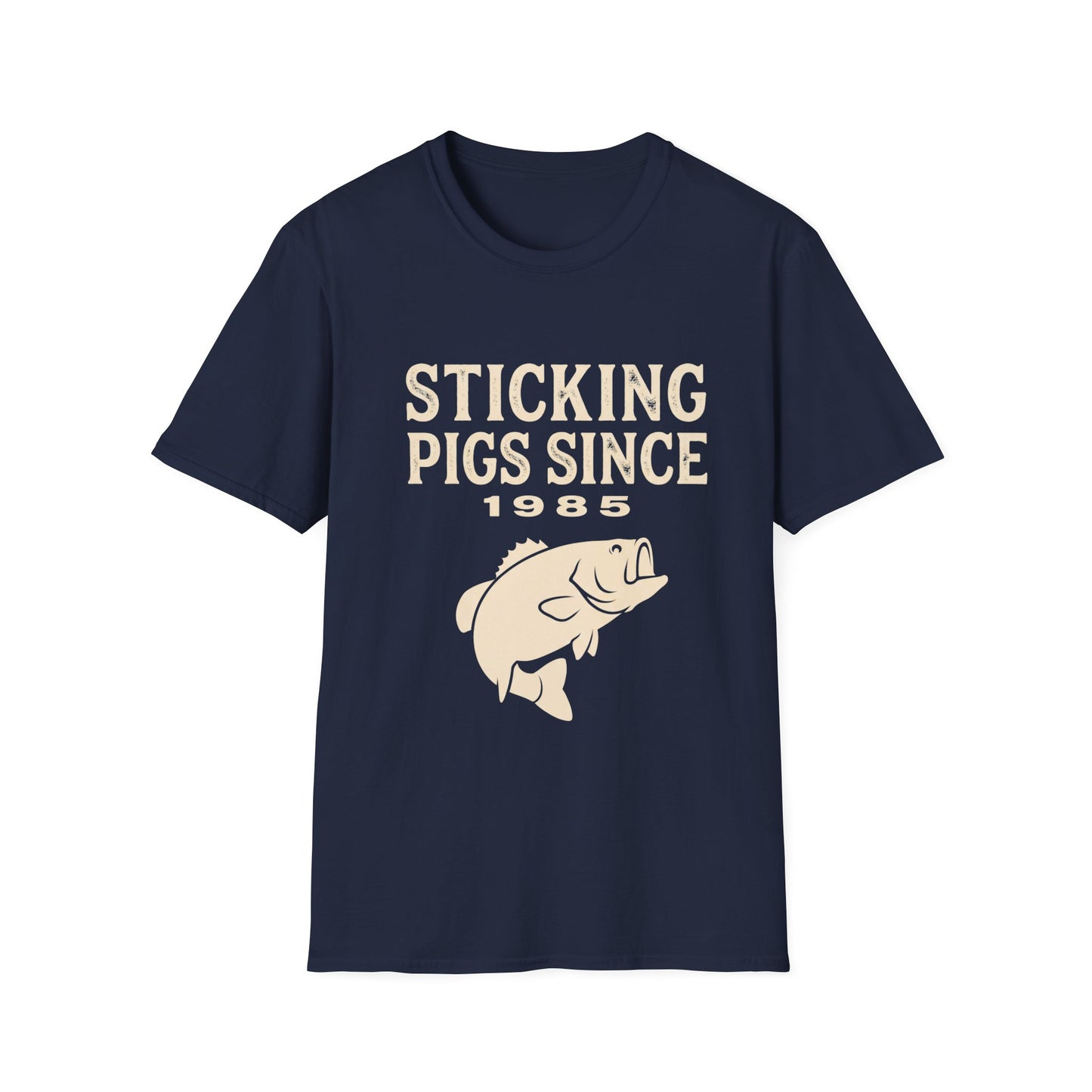 Sticking Pigs Since 1985 Bass Fishing T-Shirt – Funny Angler Tee