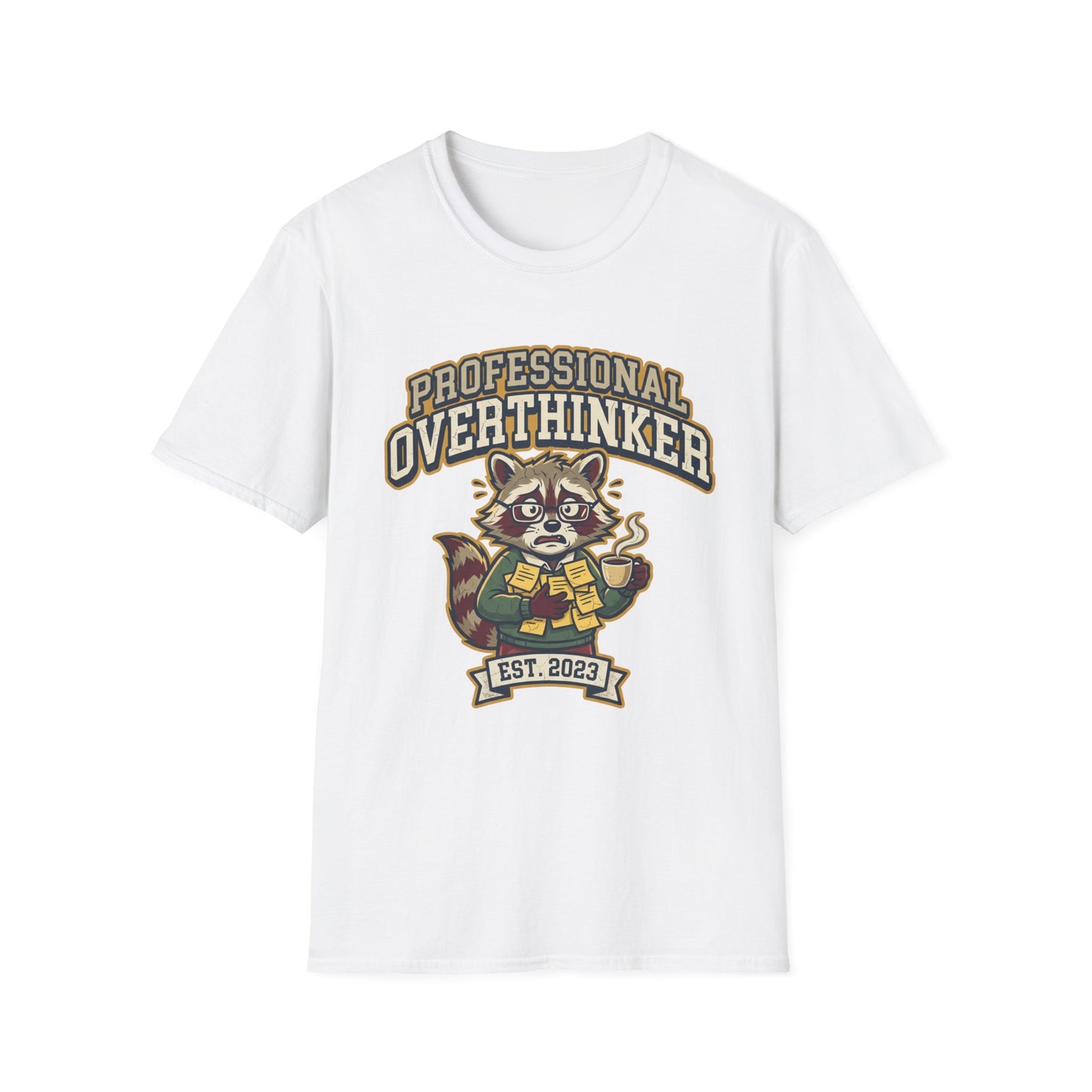 Professional Overthinker T-Shirt — Cute Raccoon Graphic “EST. 2023”