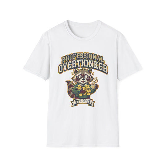 Professional Overthinker T-Shirt — Cute Raccoon Graphic “EST. 2023”