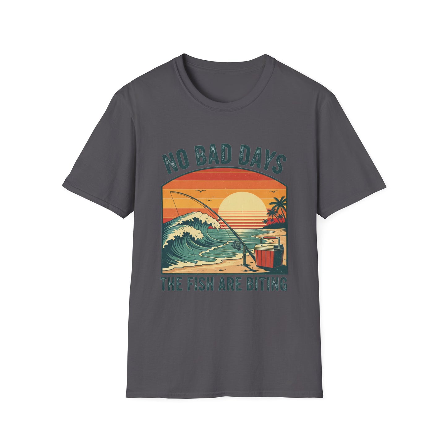 No Bad Days Tee side view on model with fishing rod