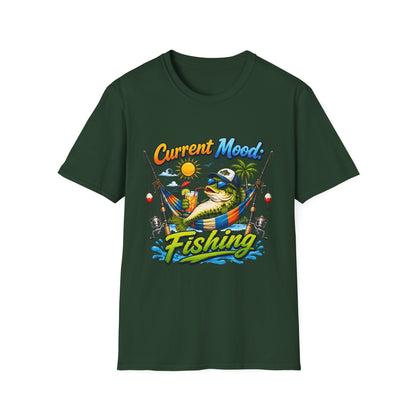 Fishing T-Shirt — "Sorry I Have Plans" Funny Bass Fishing Tee for Anglers packaging and folded shirt