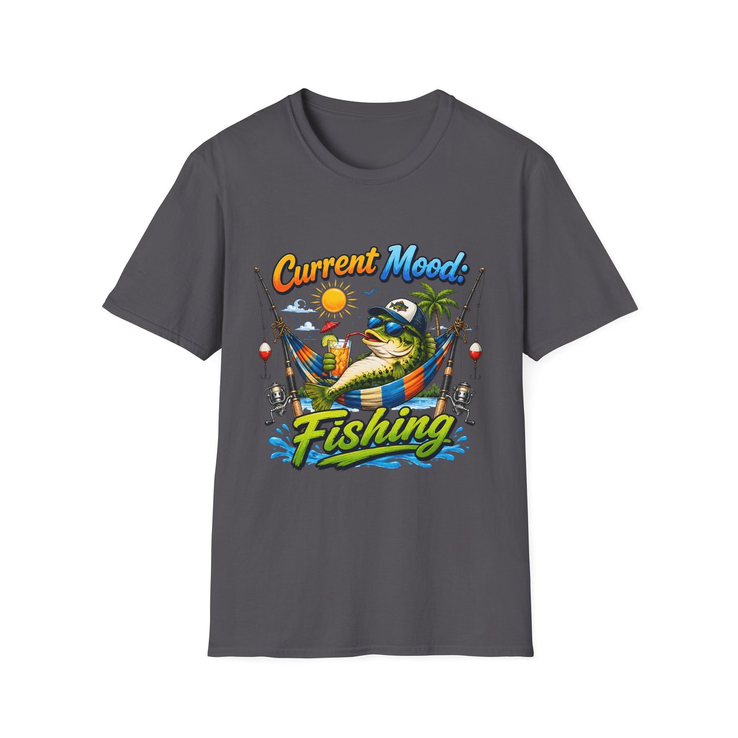 Fishing T-Shirt — "Sorry I Have Plans" Funny Bass Fishing Tee for Anglers side view on model
