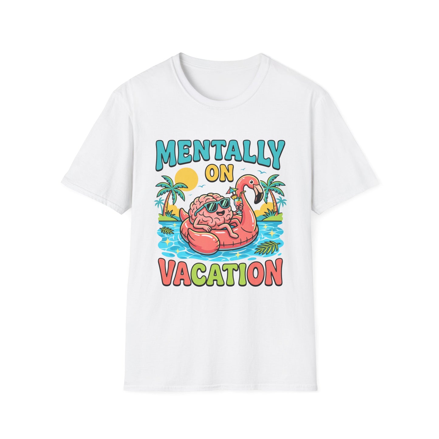 Mentally On Vacation T-Shirt – Funny Flamingo Pool Float Summer Tee