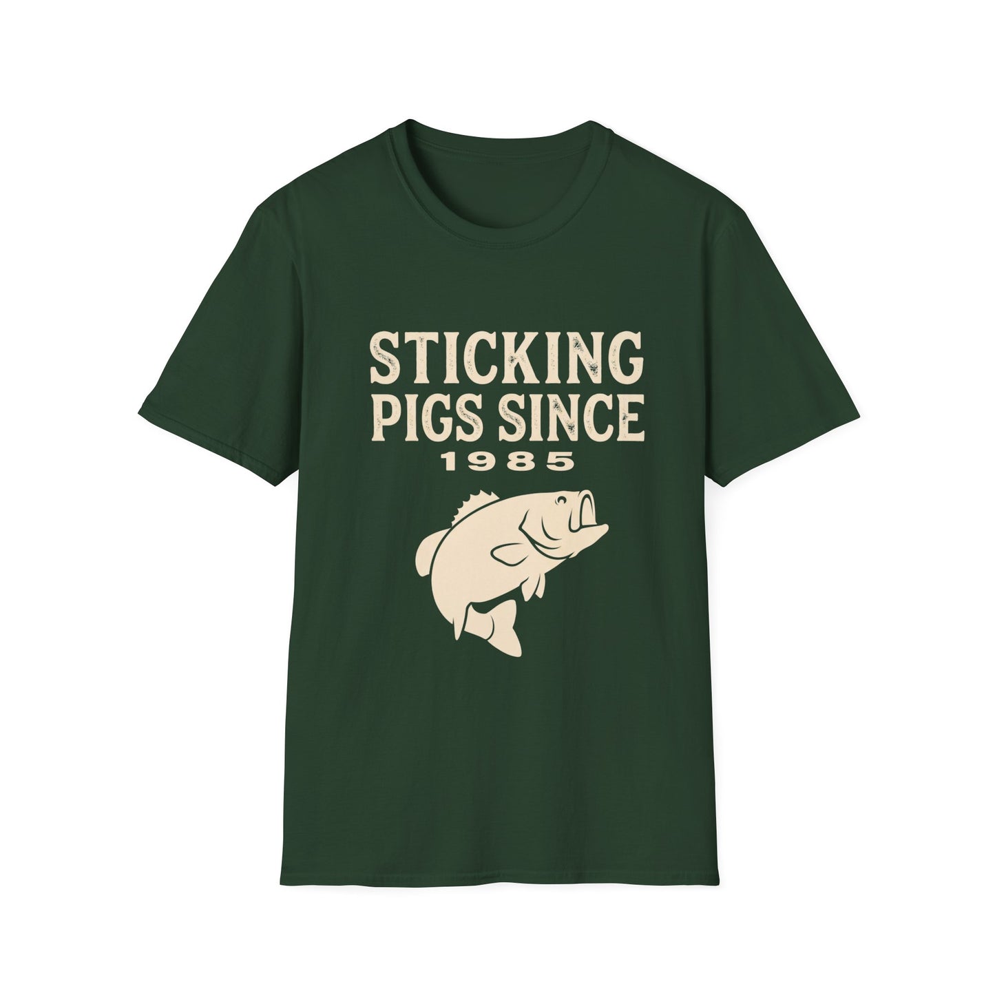 Sticking Pigs Since 1985 Bass Fishing T-Shirt – Funny Angler Tee