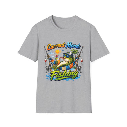 Fishing T-Shirt — "Sorry I Have Plans" Funny Bass Fishing Tee for Anglers neckline and shoulder detail