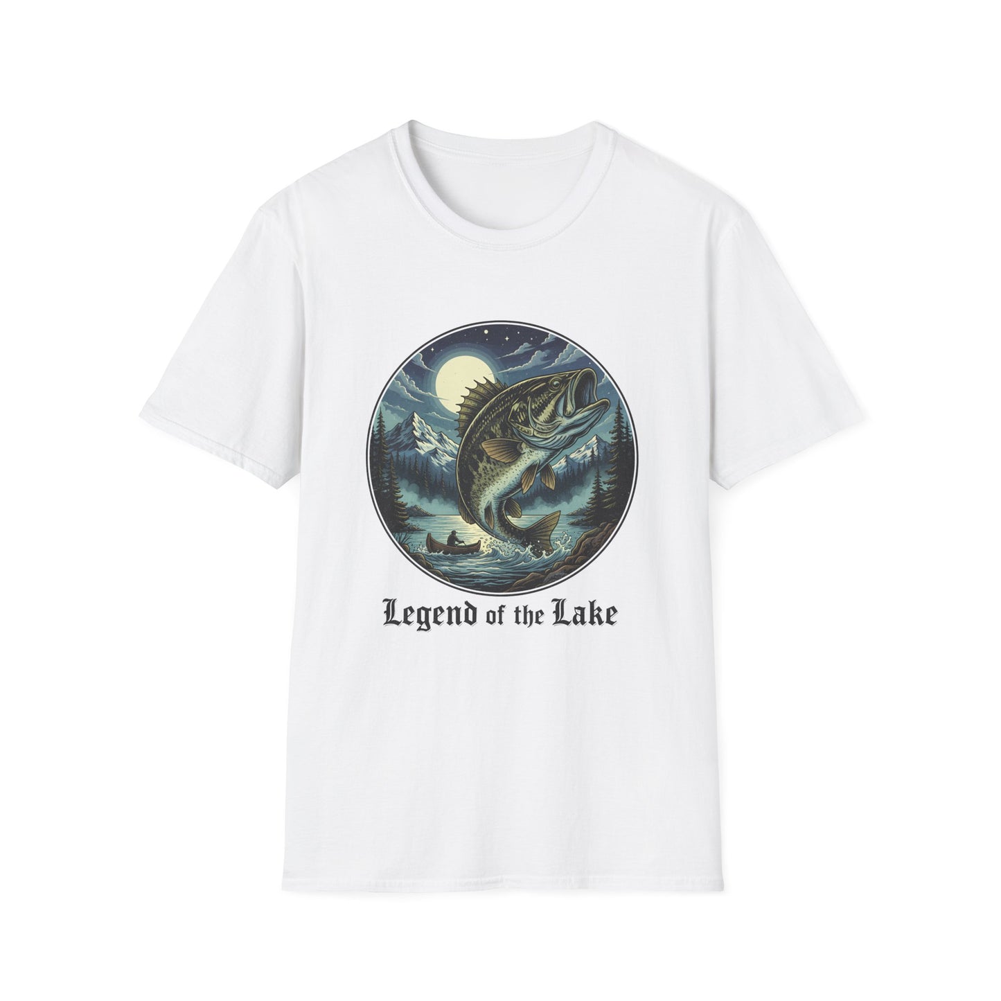 Legend of the Lake Tee vintage lake fishing graphic t-shirt front view