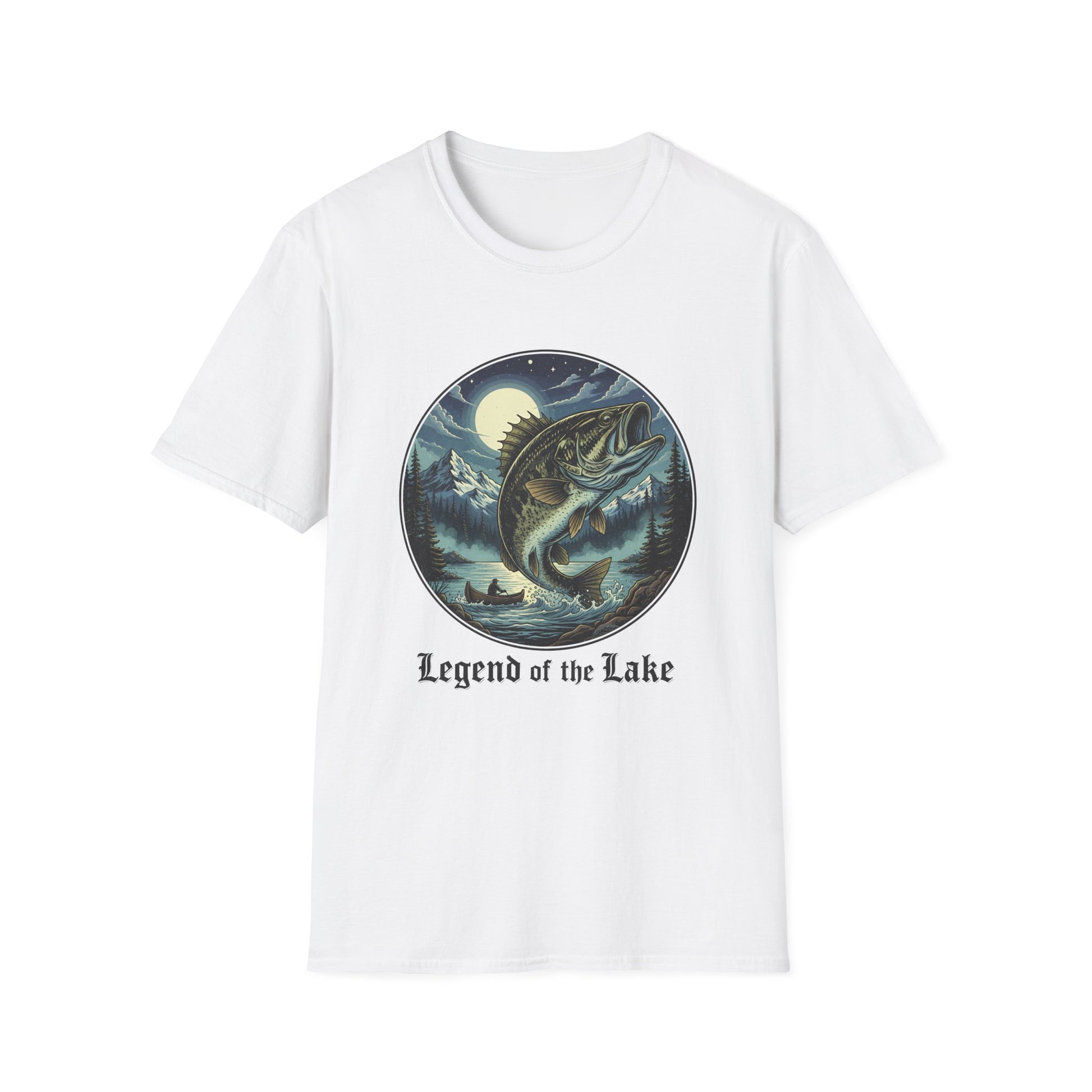 Legend of the Lake Tee vintage lake fishing graphic t-shirt front view