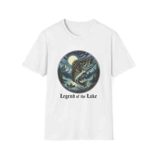 Legend of the Lake Tee vintage lake fishing graphic t-shirt front view