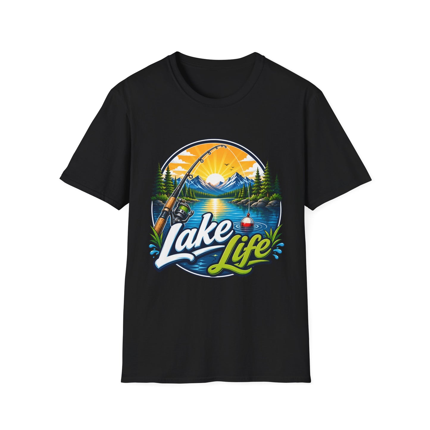 Lake Life outdoor nature fishing graphic t-shirt back view