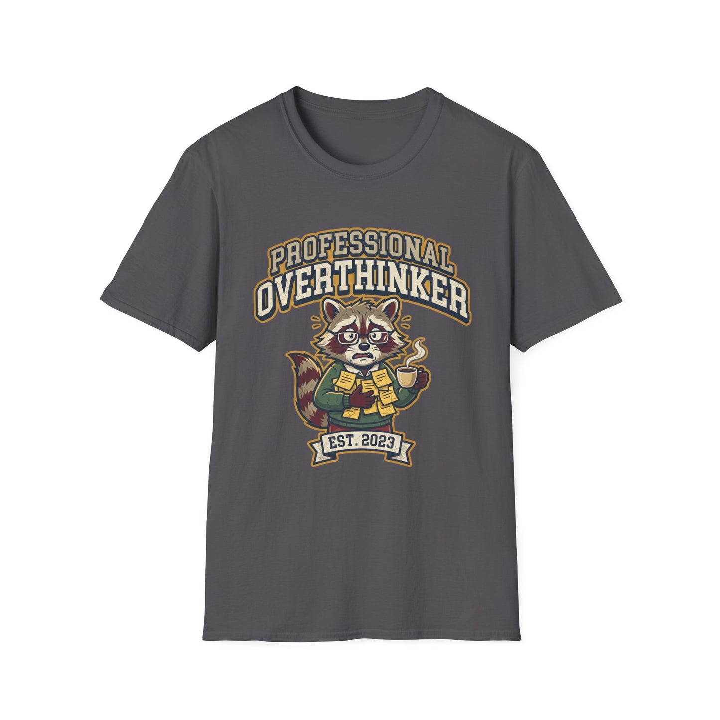Professional Overthinker T-Shirt — Cute Raccoon Graphic “EST. 2023”