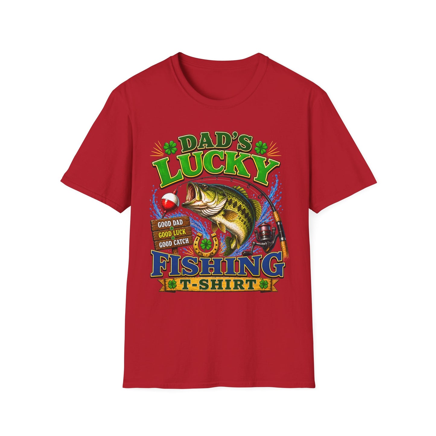 Dad's Lucky Fishing Tee size chart