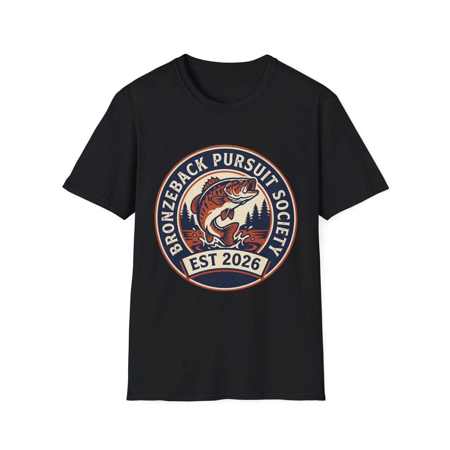 Bronzeback Pursuit Society Tee smallmouth bass fishing club graphic back view