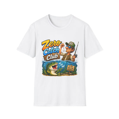 Zero Catch Club Tee funny no fish club chest print front view