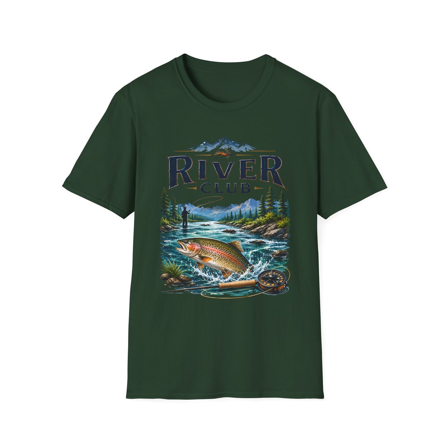 River Club trout fishing t-shirt packaging and folded shirt