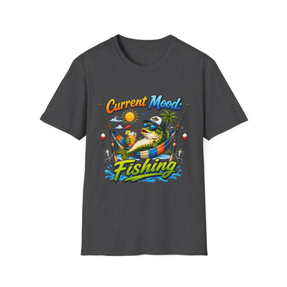 Fishing T-Shirt — "Sorry I Have Plans" Funny Bass Fishing Tee for Anglers lifestyle photo worn by angler