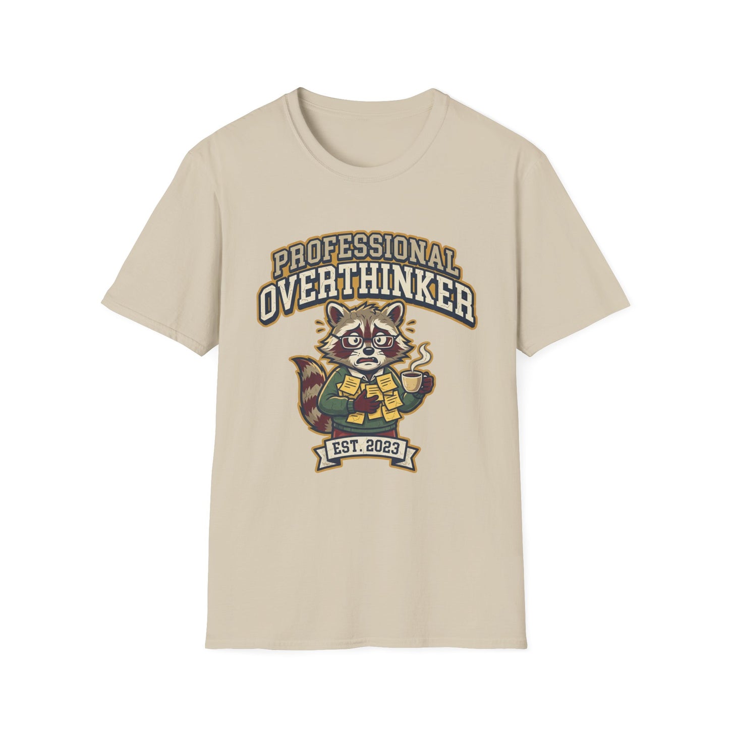 Professional Overthinker T-Shirt — Cute Raccoon Graphic “EST. 2023”