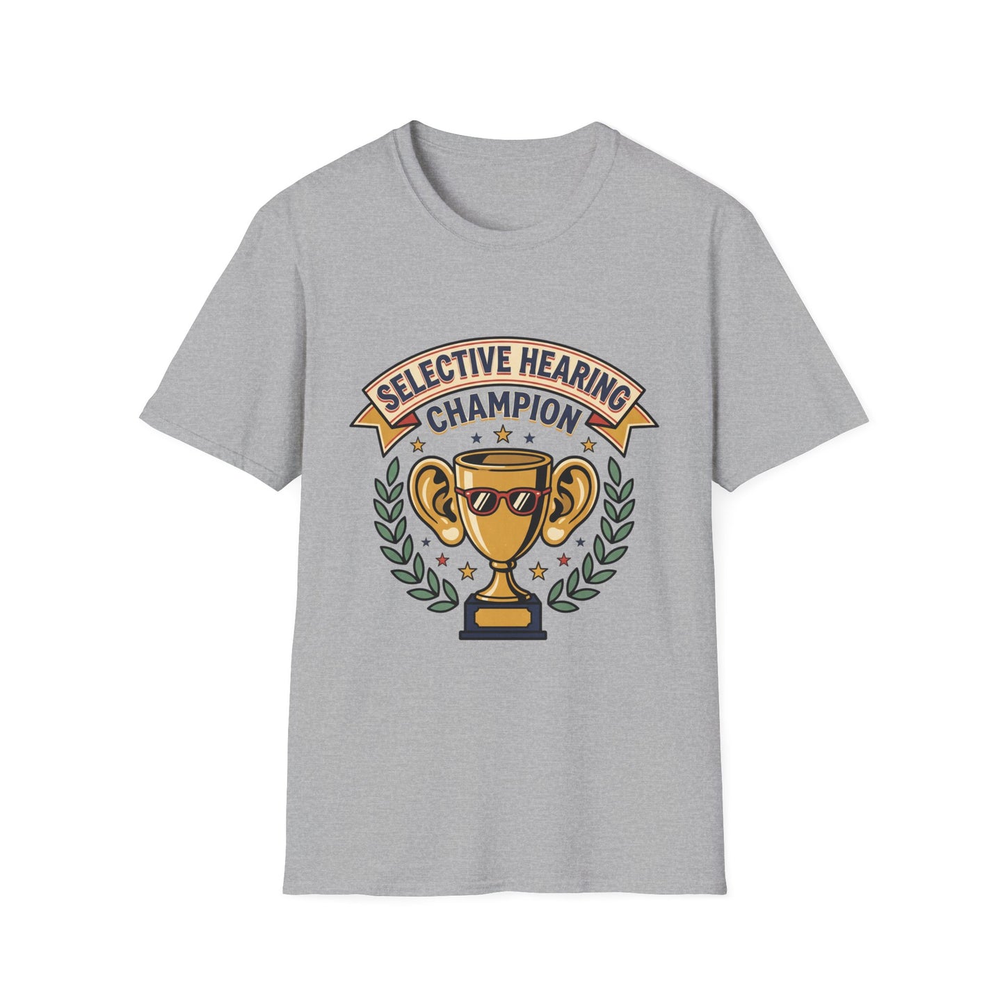 Selective Hearing Champion T-Shirt — Funny Trophy Graphic Tee