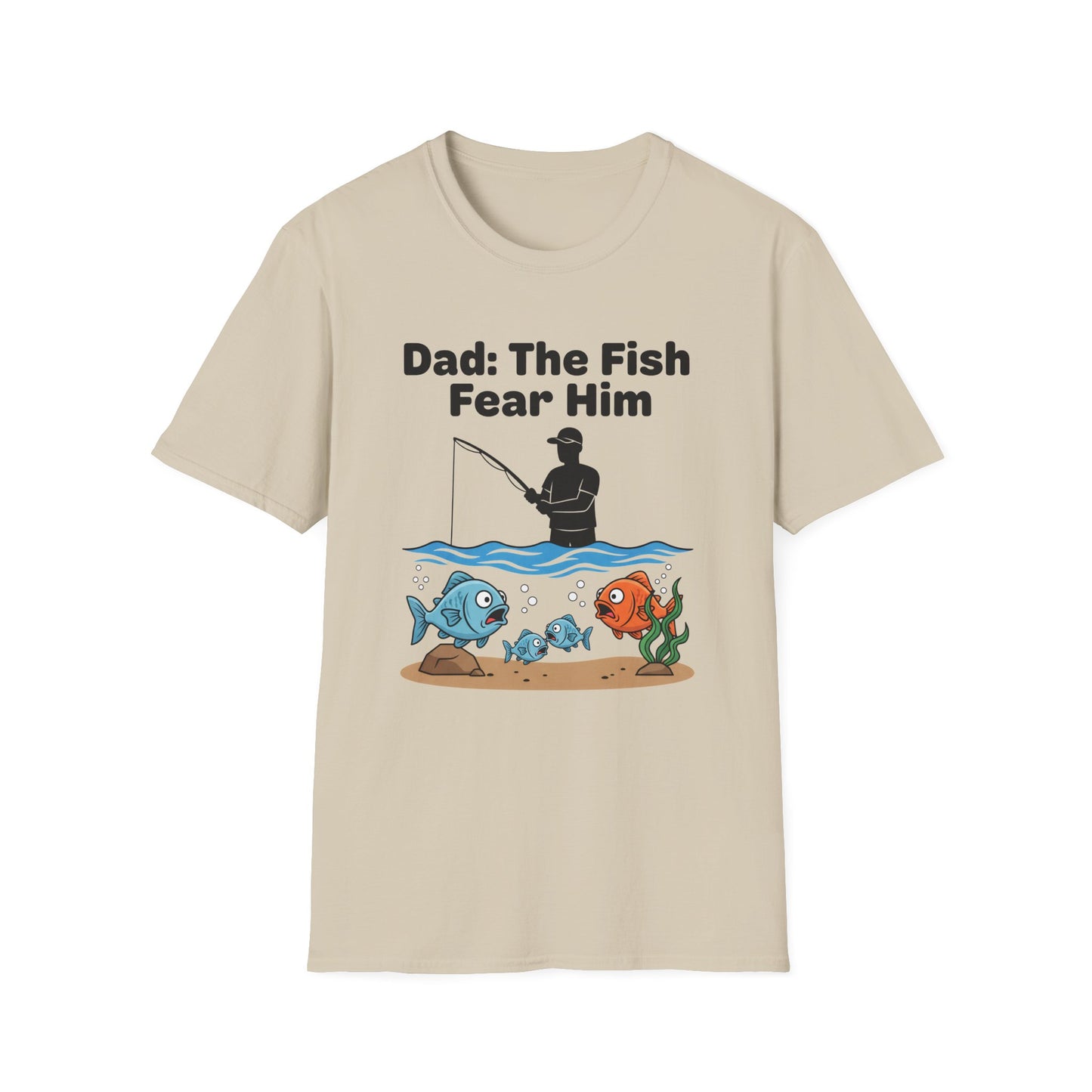 Dad The Fish Fear Him Tee (V2) fish fear him slogan chest print close-up
