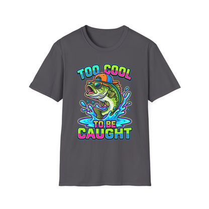 Too Cool To Be Caught Tee side view on model