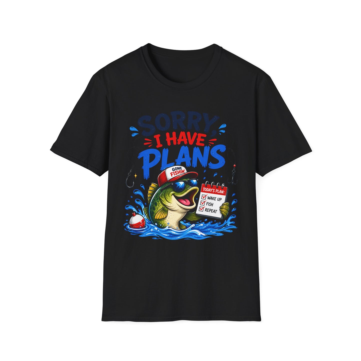 Sorry I Have Plans Tee funny bass fishing graphic back view