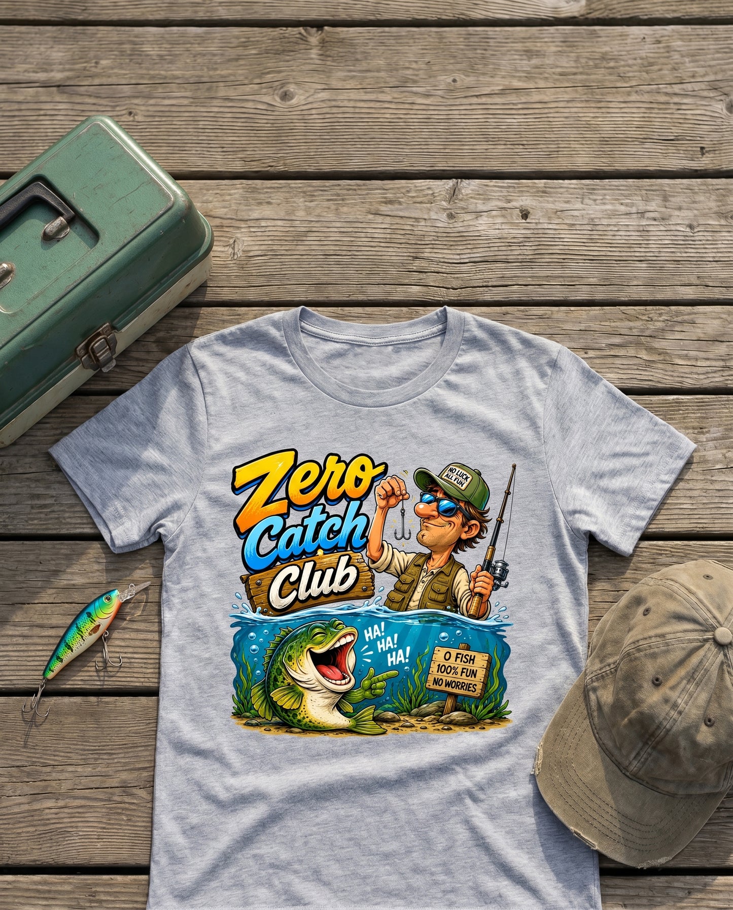 Zero Catch Club Funny Fishing T-Shirt – No Fish Club Tee
