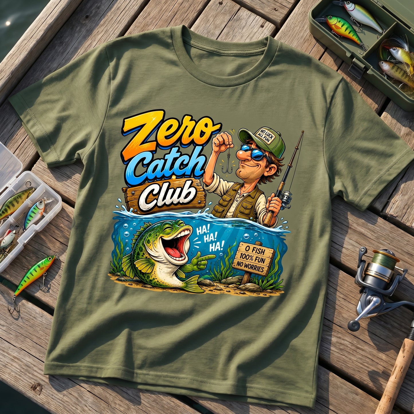 Zero Catch Club Funny Fishing T-Shirt – No Fish Club Tee