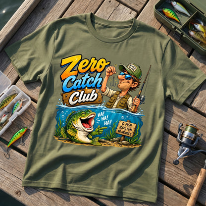 Zero Catch Club Funny Fishing T-Shirt – No Fish Club Tee