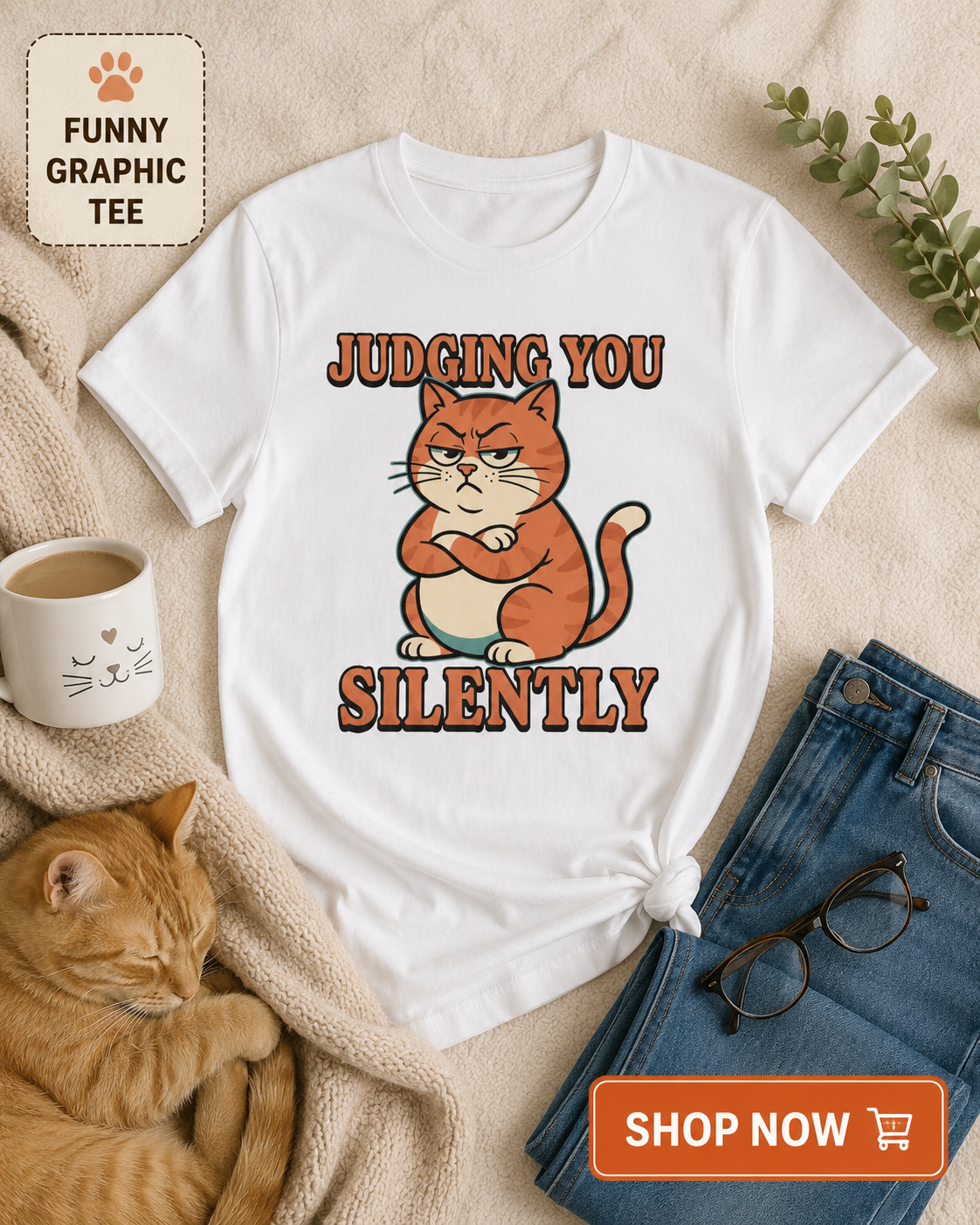 Judging You Silently Cat T-Shirt
