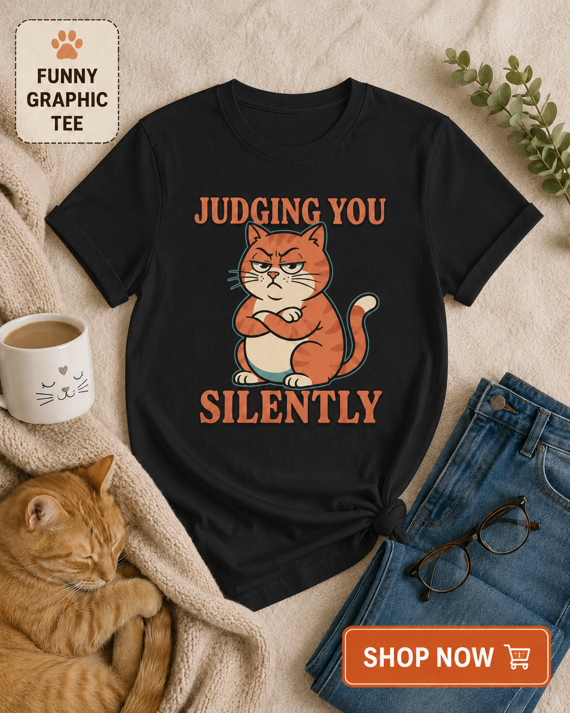 Judging You Silently Cat T-Shirt