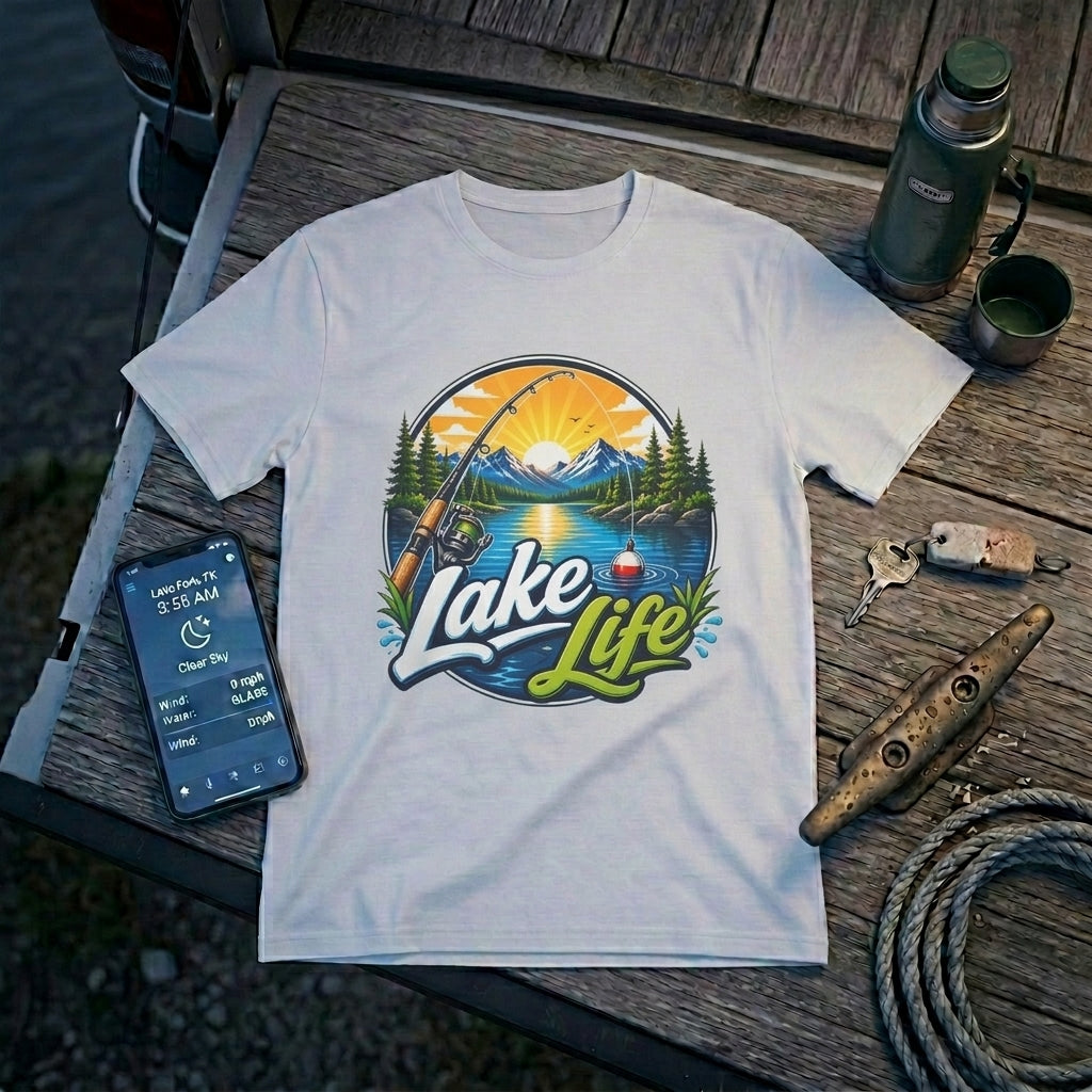Lake Life Fishing T-Shirt 
 Outdoor Nature Graphic Tee