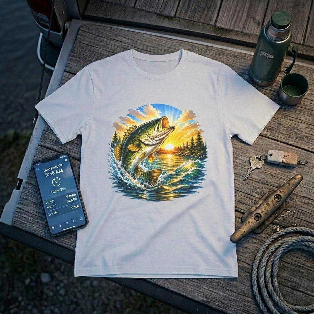 Sunrise Largemouth Bass Fishing T-Shirt – Sunrise Lake Graphic Tee