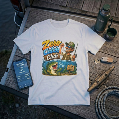 Zero Catch Club Funny Fishing T-Shirt – No Fish Club Tee